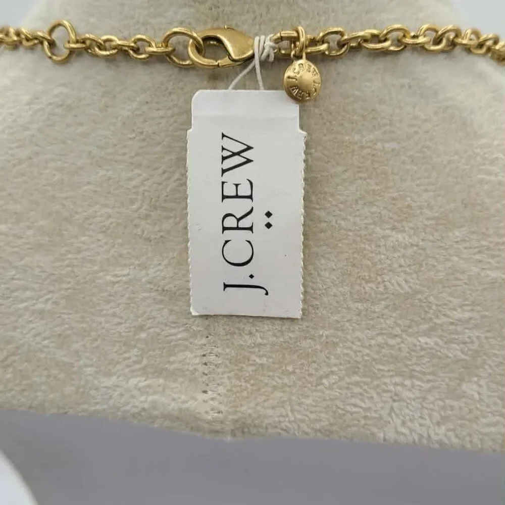 J Crew Factory Gold Tone Clear & Gold Crystal Necklace NWT!